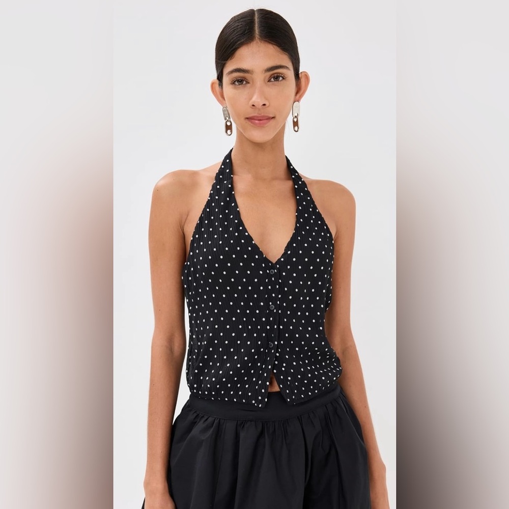 30% OFF Lioness Black Polka Dot Halter Top, size Medium - Picture 2 of 4